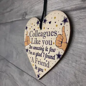 Red Ocean Colleague Thank You Gifts Wooden Hanging Heart Plaque Friendship Gift Sign Work Leaving Gifts For Colleagues