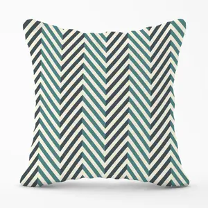 Geometric Herringbone Chevron Blues Cushions 60cm x 60cm