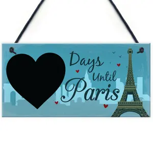 Red Ocean Chalkboard Holiday Countdown To PARIS Hanging Holiday Sign Accessories Best Friend Birthday Gifts Plaque