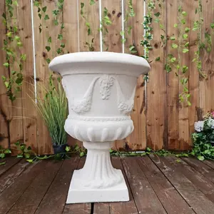 Fluted Design Sandstone Garden Urn