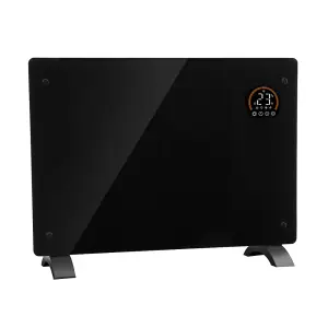 Electric Black Glass Panel Heater - 1500W Smart Wi-Fi Wall Moutned Radiator