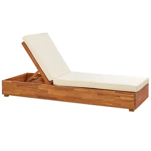 Sun Lounger with Cushion Wood Light Wood FANANO