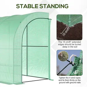 Outsunny Walk-In Tunnel Wall Greenhouse with Windows and Doors, 2 Tiers