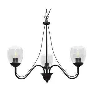 Luminosa Allena Multi Arm Pendant Ceiling Light Black, Transparent 50cm