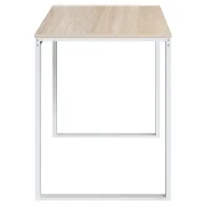 Berkfield Computer Desk White and Oak 110x60x73 cm Engineered Wood