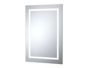 Rectangular LED Framed Illuminated Touch Sensor Mirror with Demister, 700mm x 500mm - Chrome