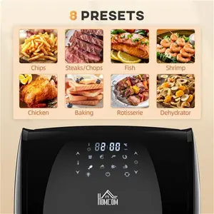 HOMCOM 12L 8 in 1 Digital Air Fryer Oven With Air Fry, Roast, Broil, Bake, Dehydrate, Rapid Air Circulation And 60-Minute Timer, 1800W, Black