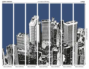 Origin Murals Urban Skyscrapers Navy Blue Matt Smooth Paste the Wall Mural 350cm wide x 280cm high