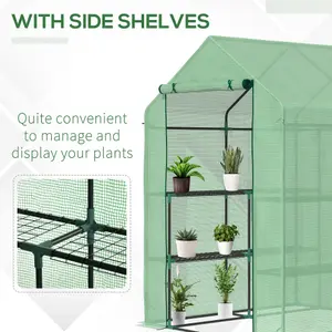 Outsunny Walk in Garden Greenhouse Outdoor Grow House w/ Shelves, 143x138x190cm