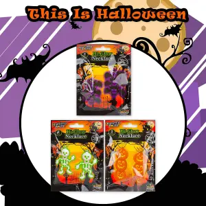 Halloween Glow Stick Necklace Pumpkin-Skull-Bat-1 Piece Mystery Bag  MultiColour