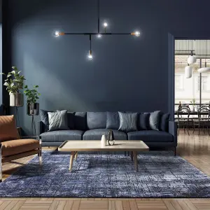 Navy Abstract Modern Easy to clean Rug for Dining Room Bed Room and Living Room-160cm X 230cm