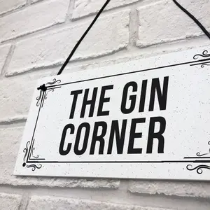 Funny Home Bar Sign The Gin Corner Plaque Garden Shed Bar Sign Gin Gift