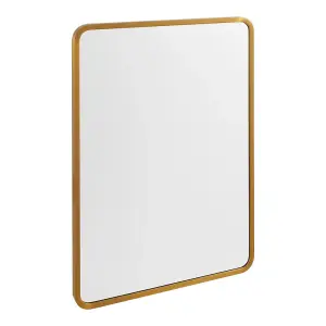 71cm H Surface Mount Rectangular Bathroom Storage Mirror Cabinet with Round Corner in Gold