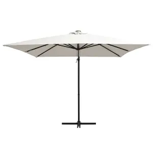 Berkfield Cantilever Umbrella with LED lights and Steel Pole 250x250 cm Sand