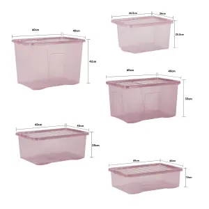 Wham 5 Piece Multisize Crystal Stackable Plastic Storage Box & Lid Set Tint Dusky Orchid