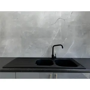 Liquida DK20BL 2.0 Bowl SMC Composite Reversible Inset Large Black Kitchen Sink