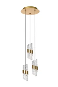 Lucide KLIGANDE - Pendant light - 25 cm - LED Dim. - 3x8W 2700K - Matt Gold / Brass