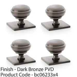 4 PACK - Classic Round Cabinet Door Knob & Matching Backplate - Dark Bronze 34mm Handle