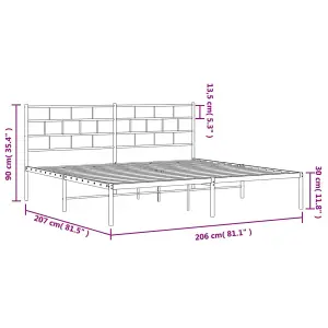 Berkfield Metal Bed Frame with Headboard White 200x200 cm