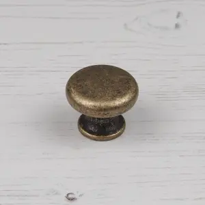 35mm Antique Brass Cabinet Knob Dark Round Cupboard Door Drawer Pull Handle Wardrobe Furniture Replacement Upcycle