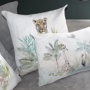 Evans Lichfield Kenya Scene Velvet Polyester Filled Cushion