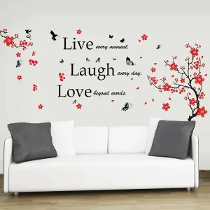 Walplus Huge Flower Blossom Butterflies Children Wall Stickers Live Laugh Love Classic