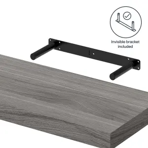 GoodHome Cusko Grey oak effect Rectangular Floating shelf (L)60cm x (D)23.5cm