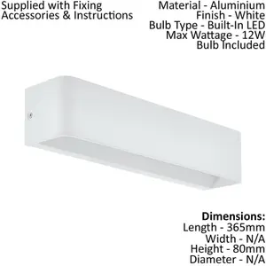 2 PACK Wall Light Colour White Oblong Box Shape Snug Fitting LED 12W Included