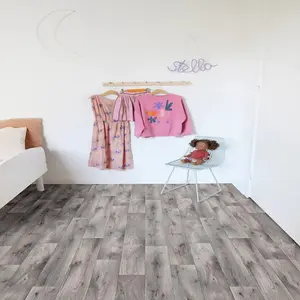 Grey Modern Wood Effect Anti-Slip Vinyl Flooring For Kitchen, Bathroom, 4.0mm Thick  Vinyl Sheet-7m(23') X 2m(6'6")-14m²