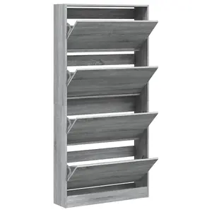 Berkfield Shoe Cabinet with 4 Flip-Drawers Grey Sonoma 80x21x163.5 cm