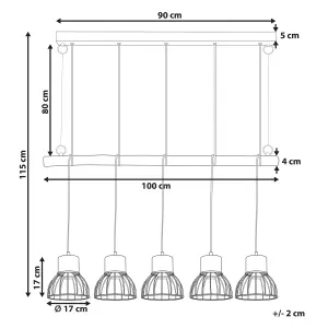 5 Light Pendant Lamp Light Wood Brass VARADA