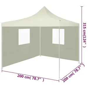 Berkfield Professional Folding Party Tent with 2 Sidewalls 2x2 m Steel Cream