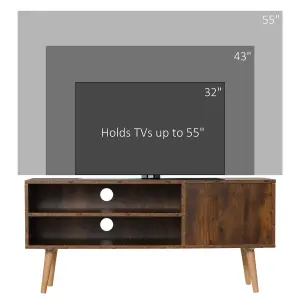 HOMCOM TV Unit Cabinet for TVs up to 55Inches with Cupboard Shelves, Brown