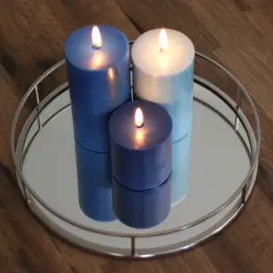 Pillar Candle Set of 3 Blue Candles by Laeto Ageless Aromatherapy - FREE DELIVERY INCLUDED