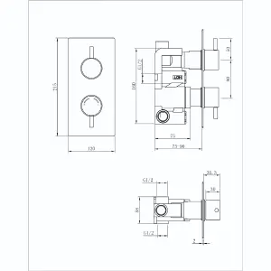 Venus Chrome Concealed Thermostatic Shower Valve With Round Controls & 1 Outlet