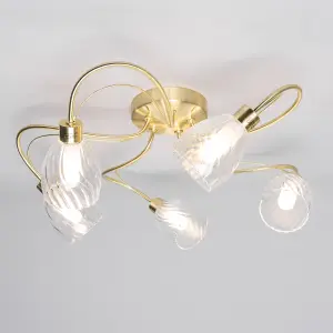 Litecraft Cora Satin Brass 5 Arm Tangle Bathroom Flush Ceiling Light