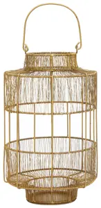 Interiors by Premier Gold Wire Lantern, Modern Decorative Candle Holder, Open Structure Design for Light, Elegant Home Décor Piece