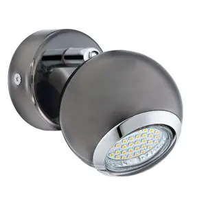 Wall Spot Light Round Colour Nickel Chrome Shade Bulb GU10 1x3W Included