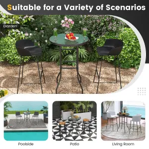 Costway 68 x 68CM Outdoor Bistro Coffee Table Round Glass Top Garden Patio Dining Table