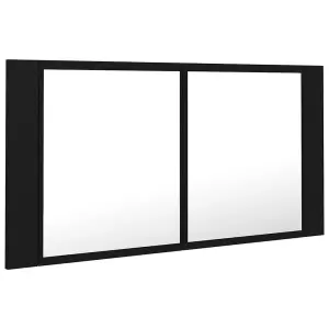 Berkfield LED Bathroom Mirror Cabinet Black 90x12x45 cm