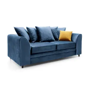 Chicago Velvet 3 Seater Sofa in Dark Blue