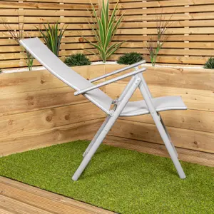 Outdoor Garden Patio Multi Position Reclining Folding Chair in Grey