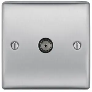 BG Brushed Steel Semi-flush Single TV socket