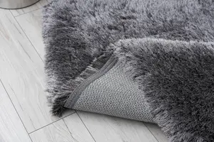 A.Unique Home Charcoal Shaggy Rugs for Living Room Bedroom 120cm x 170cm