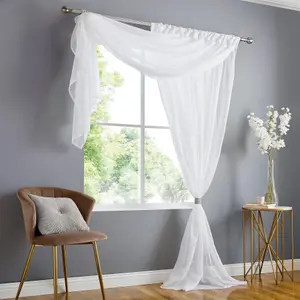 Double Display Voile 150cm x 229cm White/White Slot Top Curtain Panel