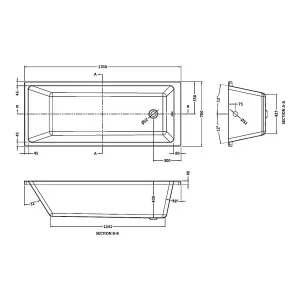 Modern Bathroom Suite 1700 x 700 Bath, Waterproof Front Panel, Close Coupled WC, 2 Door Vanity Unit, Shower & Tap Set