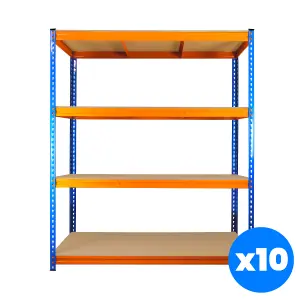 10 Bays of 4 Tier ULTRA HEAVY DUTY Storage Racking 1800h x 1500w x 450d mm 350kg