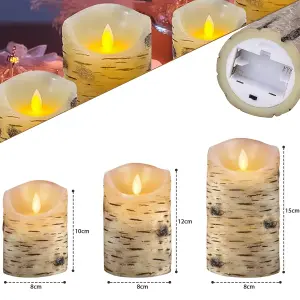 Set of 3 LED Flameless Pillar Candles Flickering Battery Operated with Remote