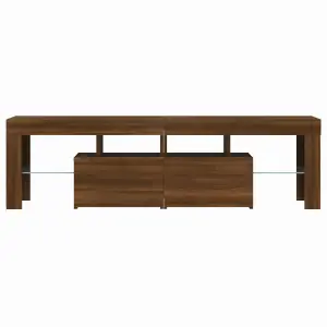 Berkfield TV Cabinet with LED Lights Brown Oak 140x36.5x40 cm