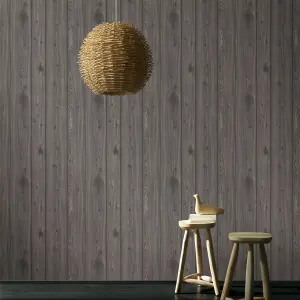 Erismann Wood Effect Wallpaper Wooden Planks Boards Realistic Textured Dark Grey